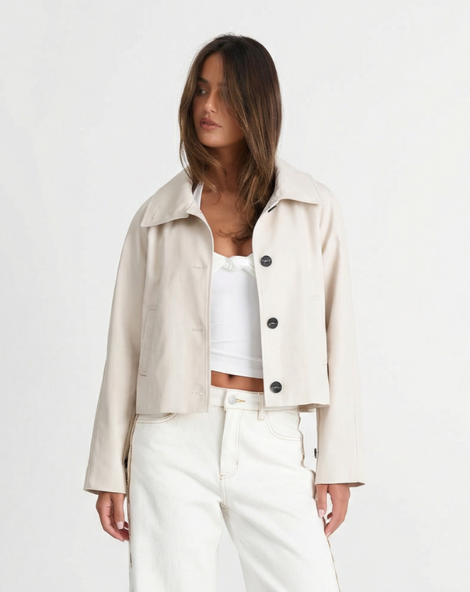 Lily | Cream Cropped Button-Front Jacket