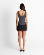 Celeste | Zip-Up Square Neck Corset Crop Top