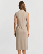 Astrid | Collared Button Front Ruched Shirt Midi Dress
