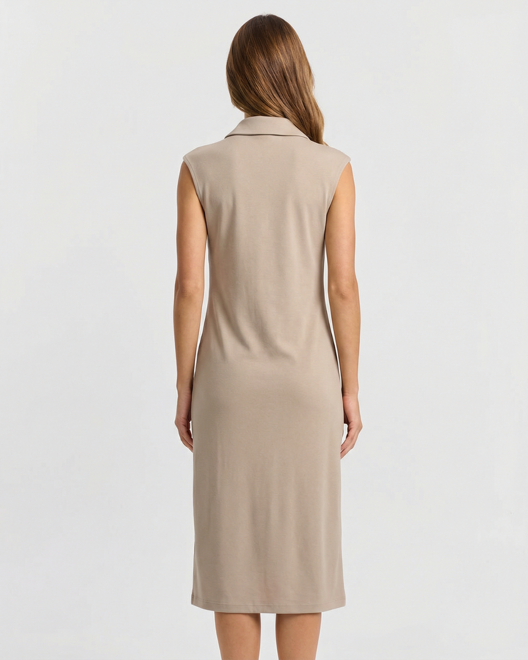 Astrid | Collared Button Front Ruched Shirt Midi Dress