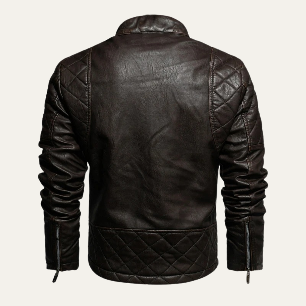 Merrick | Zip Up Leather Look Biker Jacket
