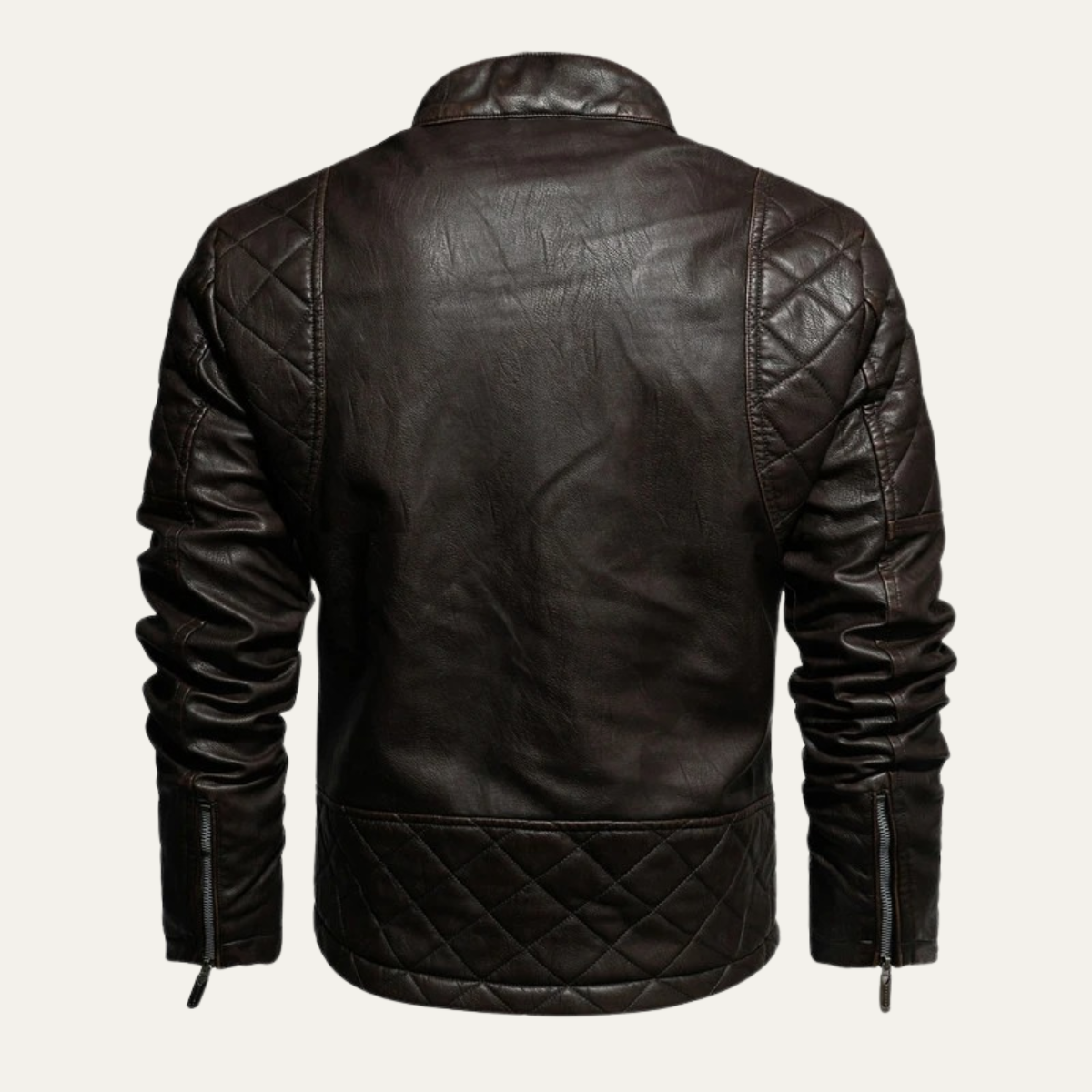 Merrick | Zip Up Leather Look Biker Jacket