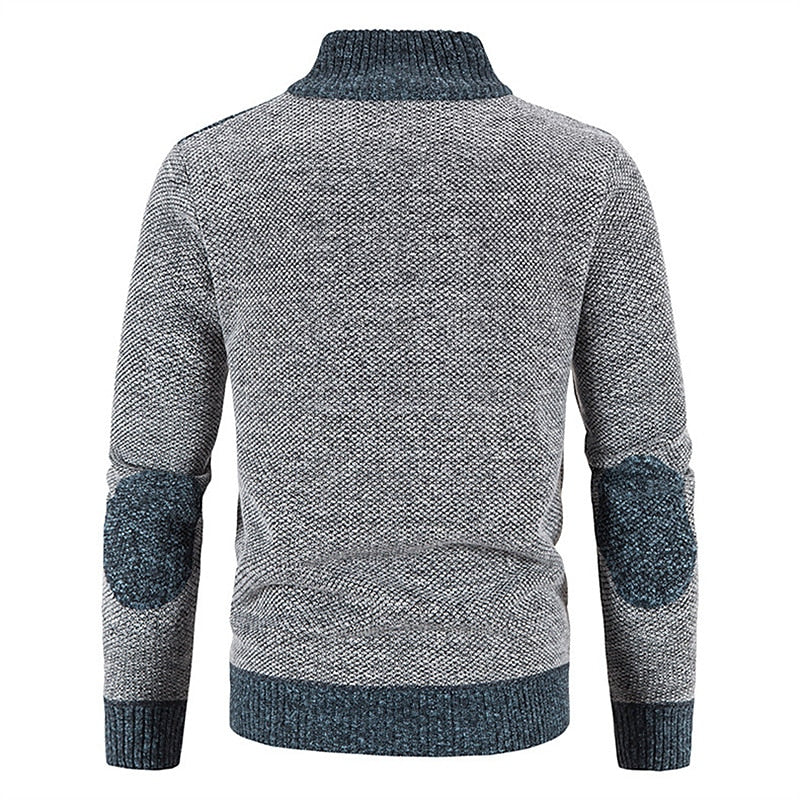 Men’s Full Zip Knit Cardigan with Stand Collar