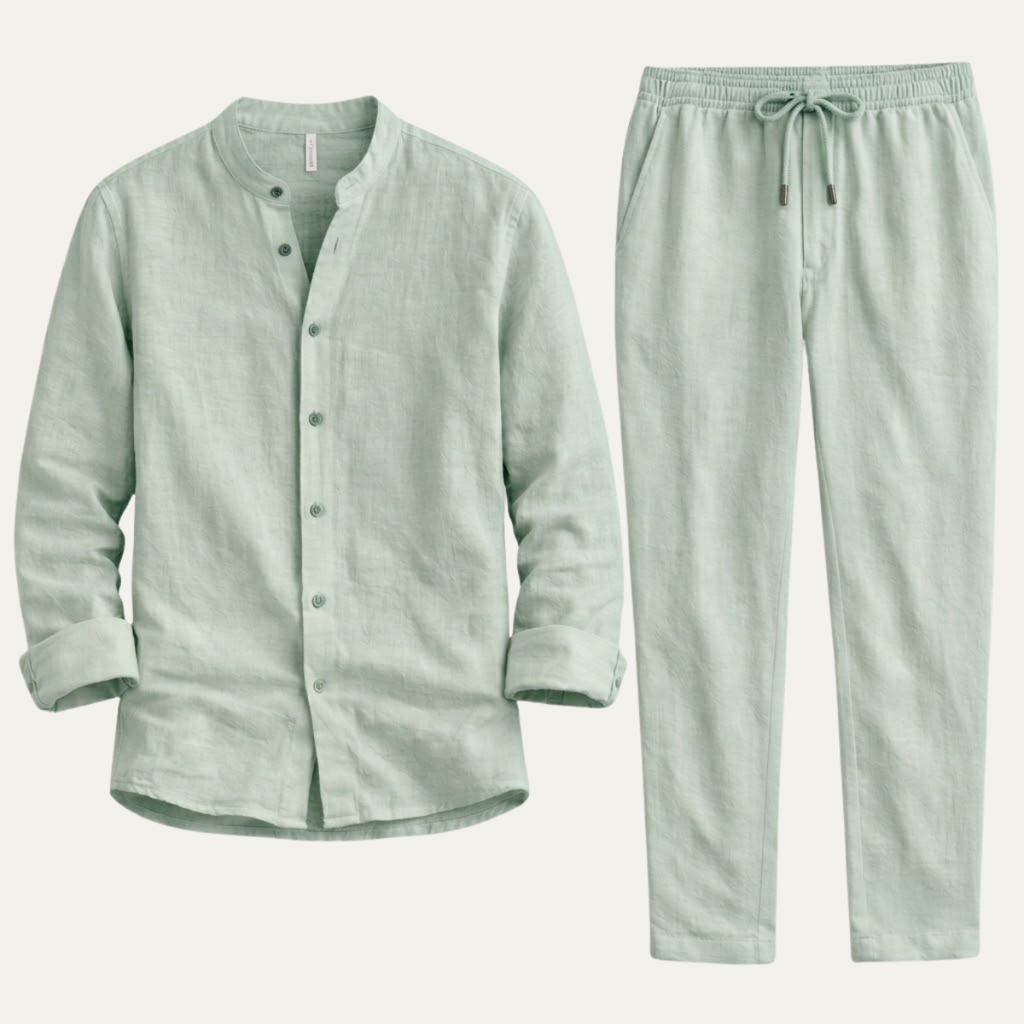 Gustav | Linen Blend Shirt and Trousers Two Piece Set