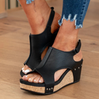 Women's Suede Wedge Sandals with Adjustable Straps and Cushioned Footbed
