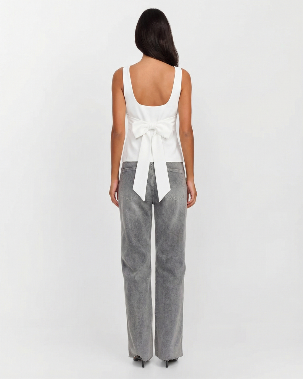 Cressida | Square Neck Bow Detail Fitted Top