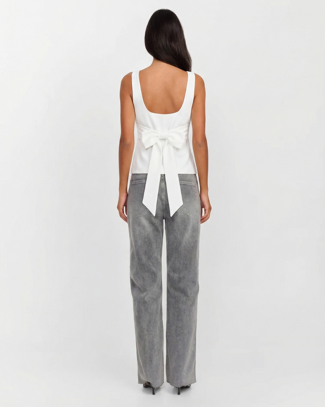 Cressida | Square Neck Bow Detail Fitted Top