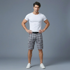 Glenn | Men's Multi Pocket Plaid Cargo Shorts