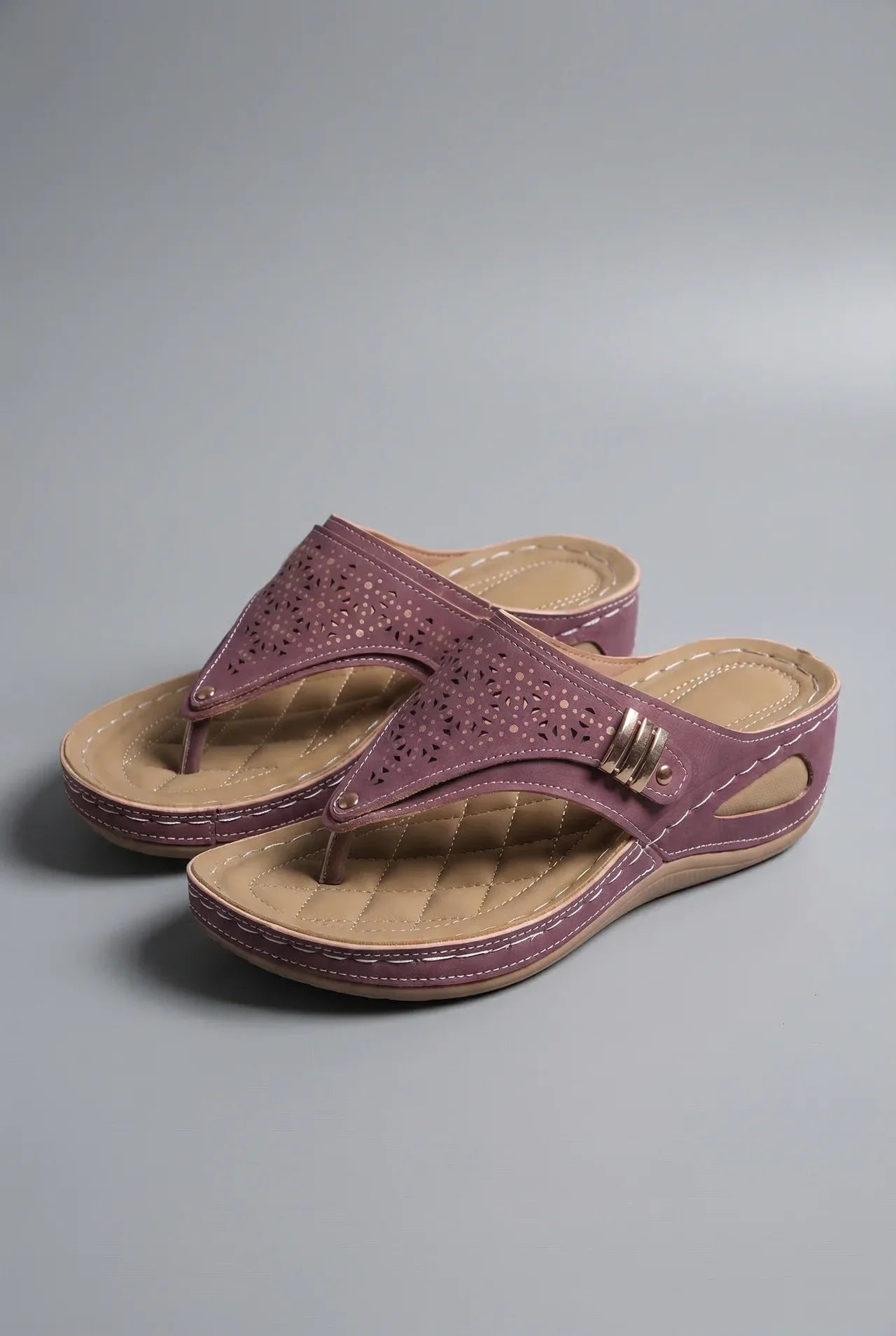 Wide Fit Walking Sandals Women Wedge Toe Post