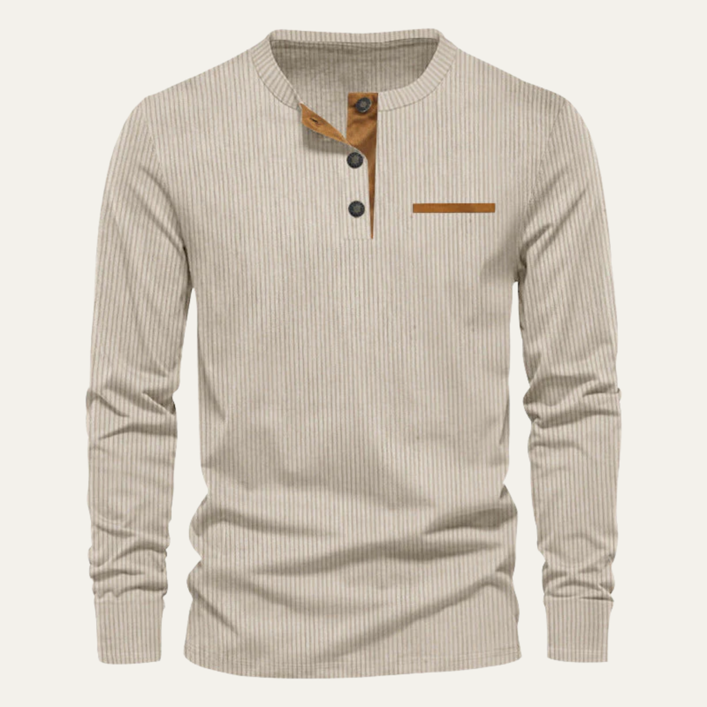 Maurice | Ribbed Long Sleeve Henley Jumper for Men