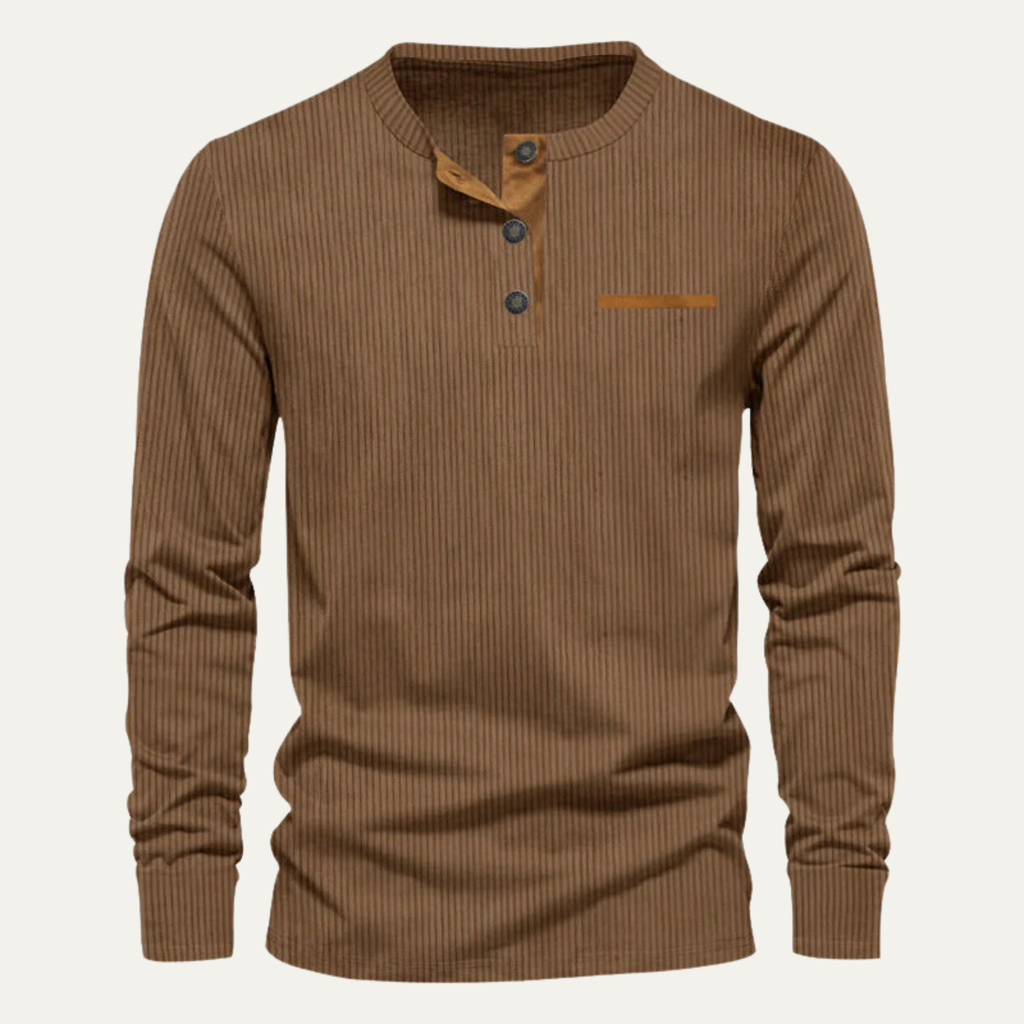 Maurice | Ribbed Long Sleeve Henley Jumper for Men
