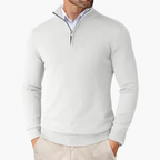Men’s Quarter Zip Pullover Ribbed Hem Knit Top