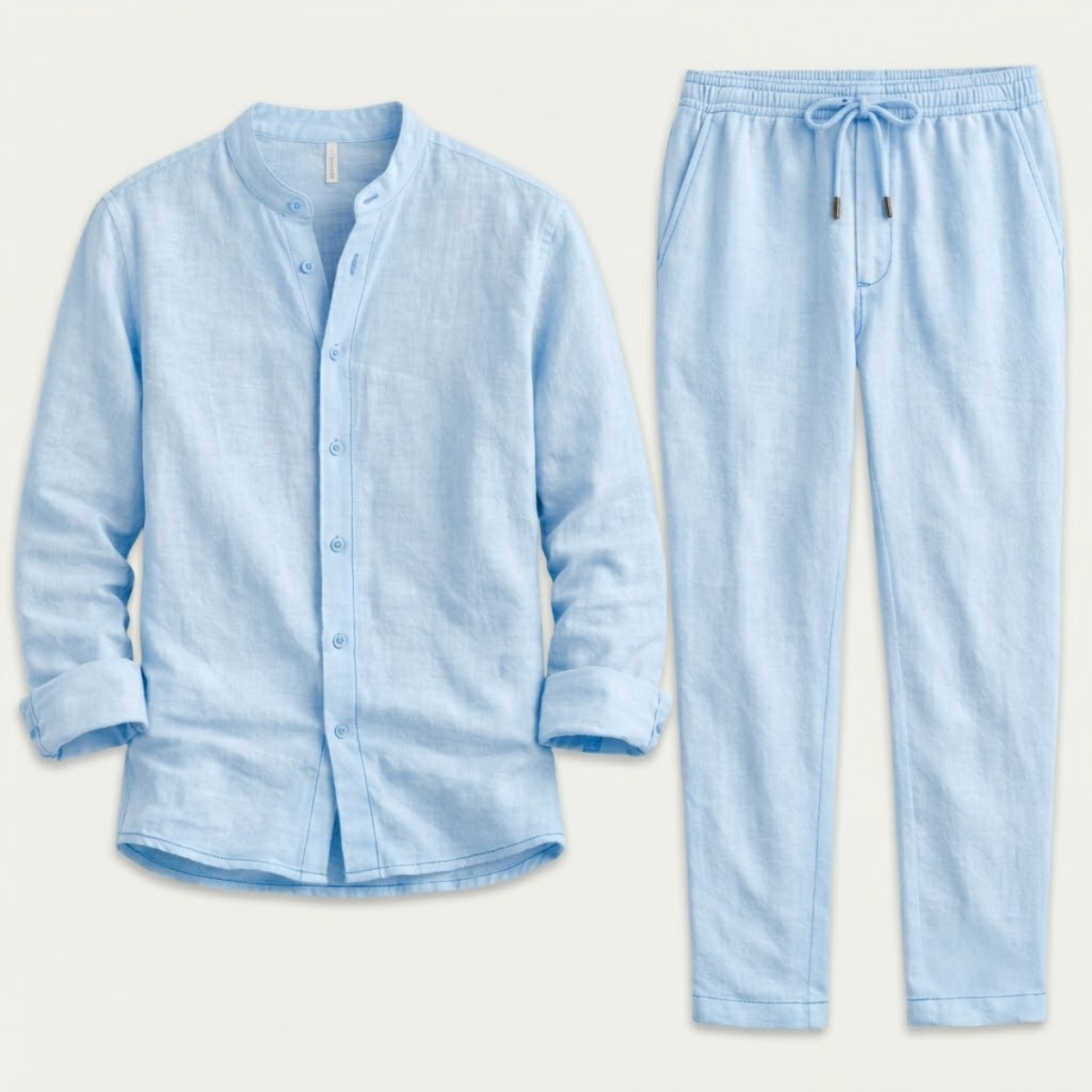 Gustav | Linen Blend Shirt and Trousers Two Piece Set