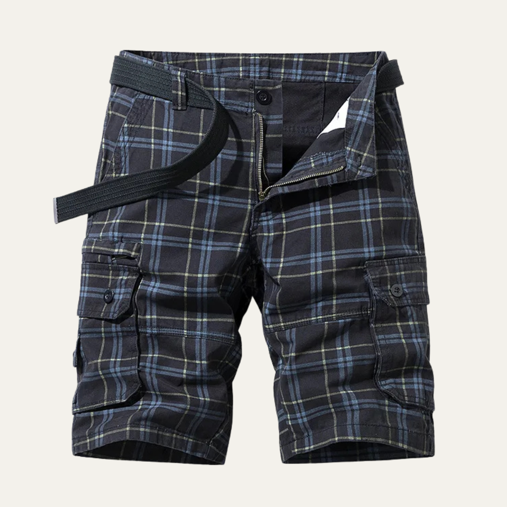 Glenn | Men's Multi Pocket Plaid Cargo Shorts