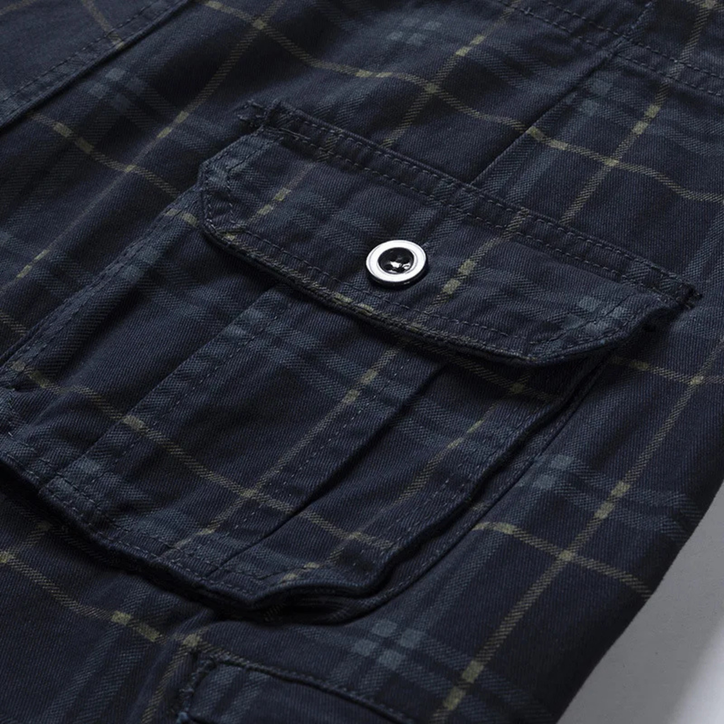 Glenn | Men's Multi Pocket Plaid Cargo Shorts