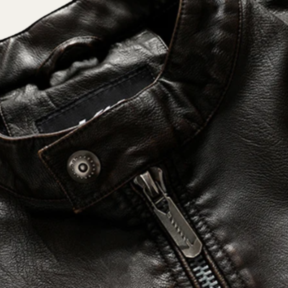 Merrick | Zip Up Leather Look Biker Jacket