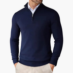 Men’s Quarter Zip Pullover Ribbed Hem Knit Top