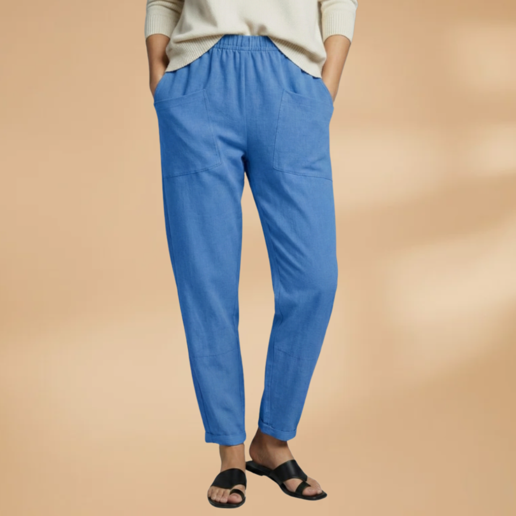Women's Casual Pants with Elastic Waistband and Side Pockets