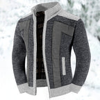 Men’s Full Zip Knit Cardigan with Stand Collar