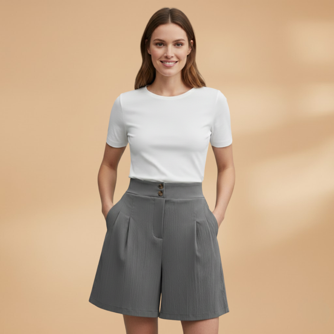 Women’s Fashion Shorts with Button Placket and Waistband