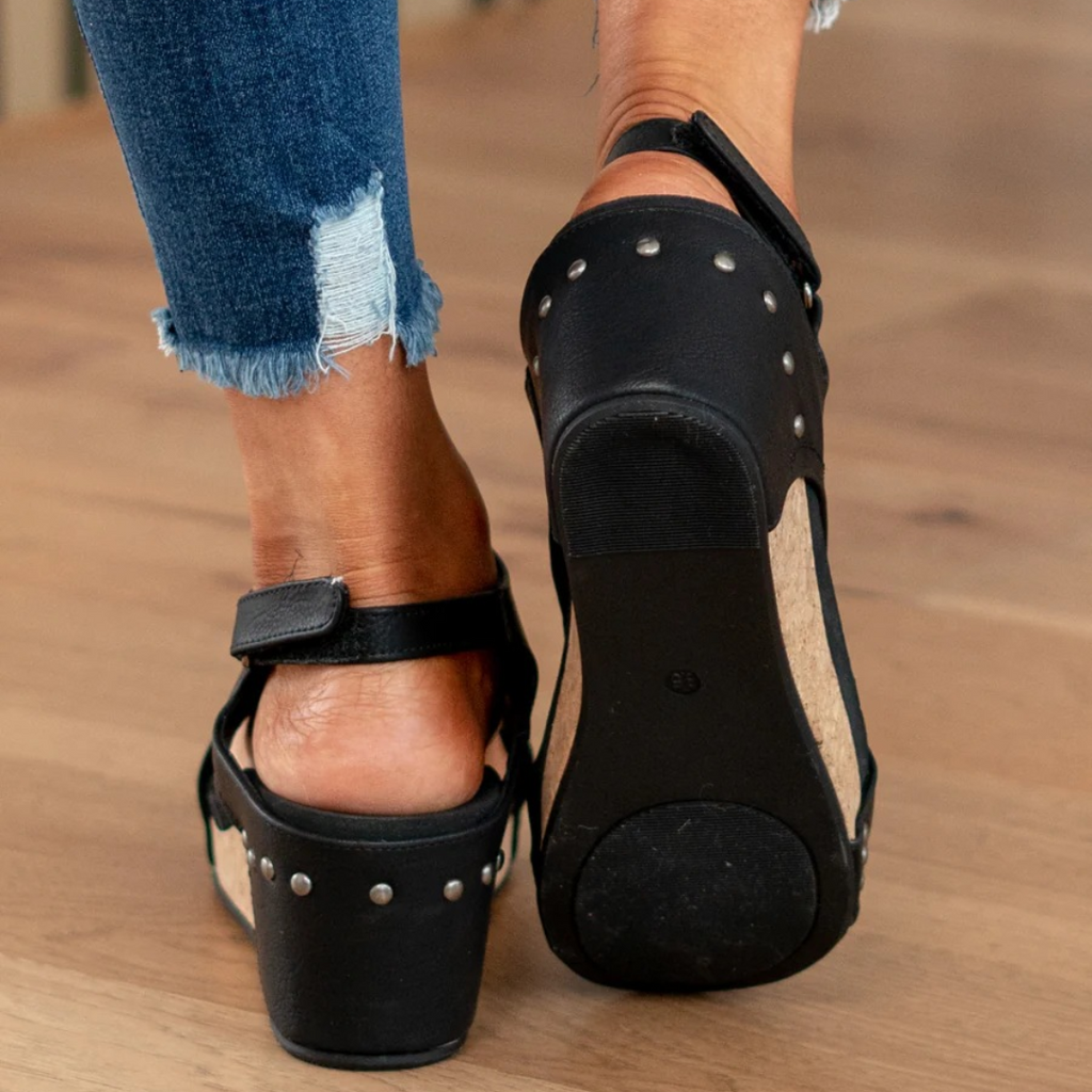 Women's Suede Wedge Sandals with Adjustable Straps and Cushioned Footbed