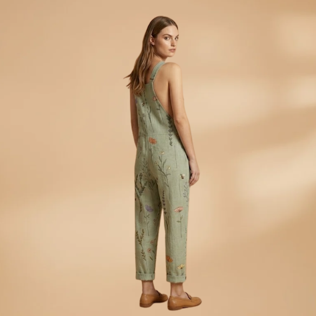 Women’s Patterned Dungarees with Loose Fit and Adjustable Shoulder Straps