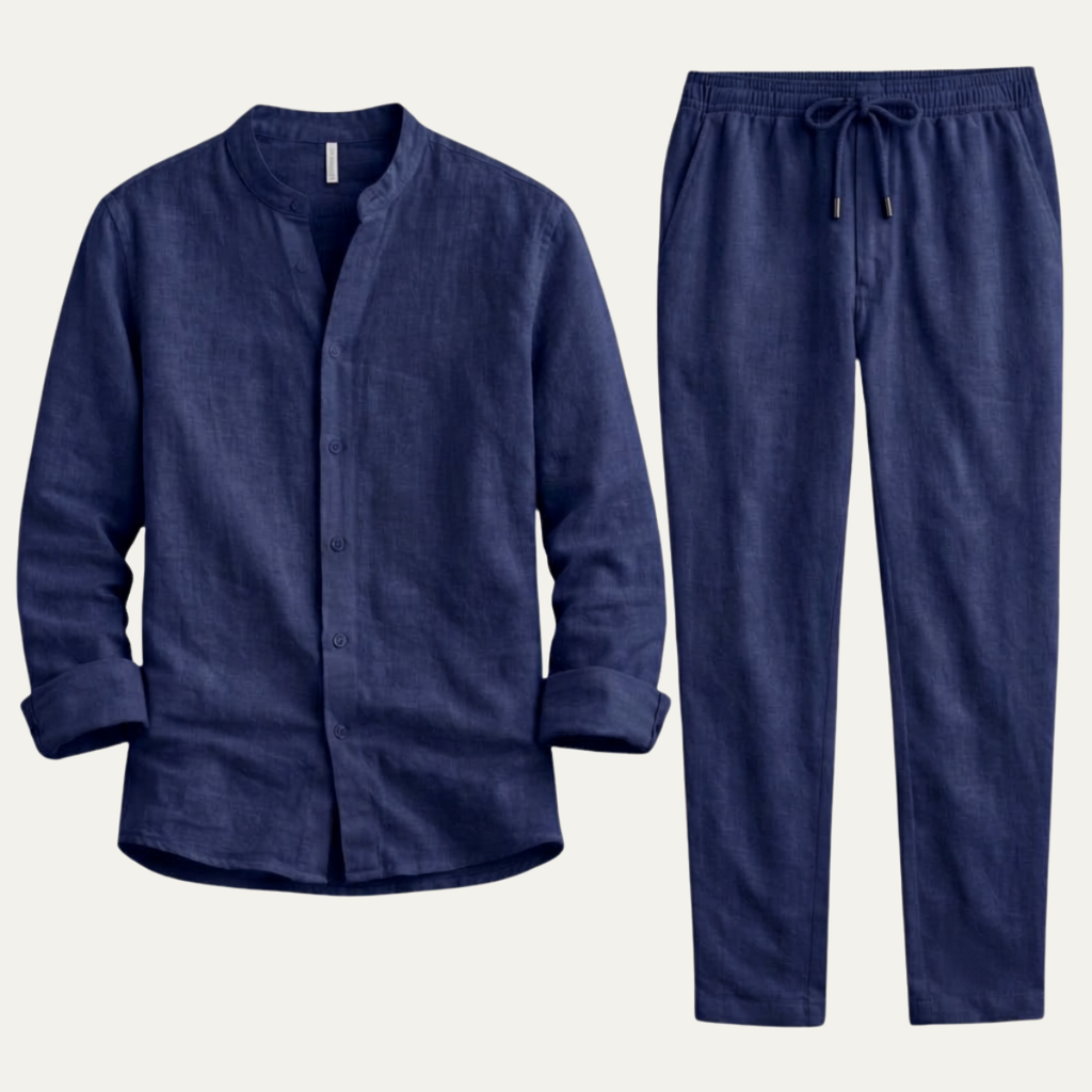Gustav | Linen Blend Shirt and Trousers Two Piece Set