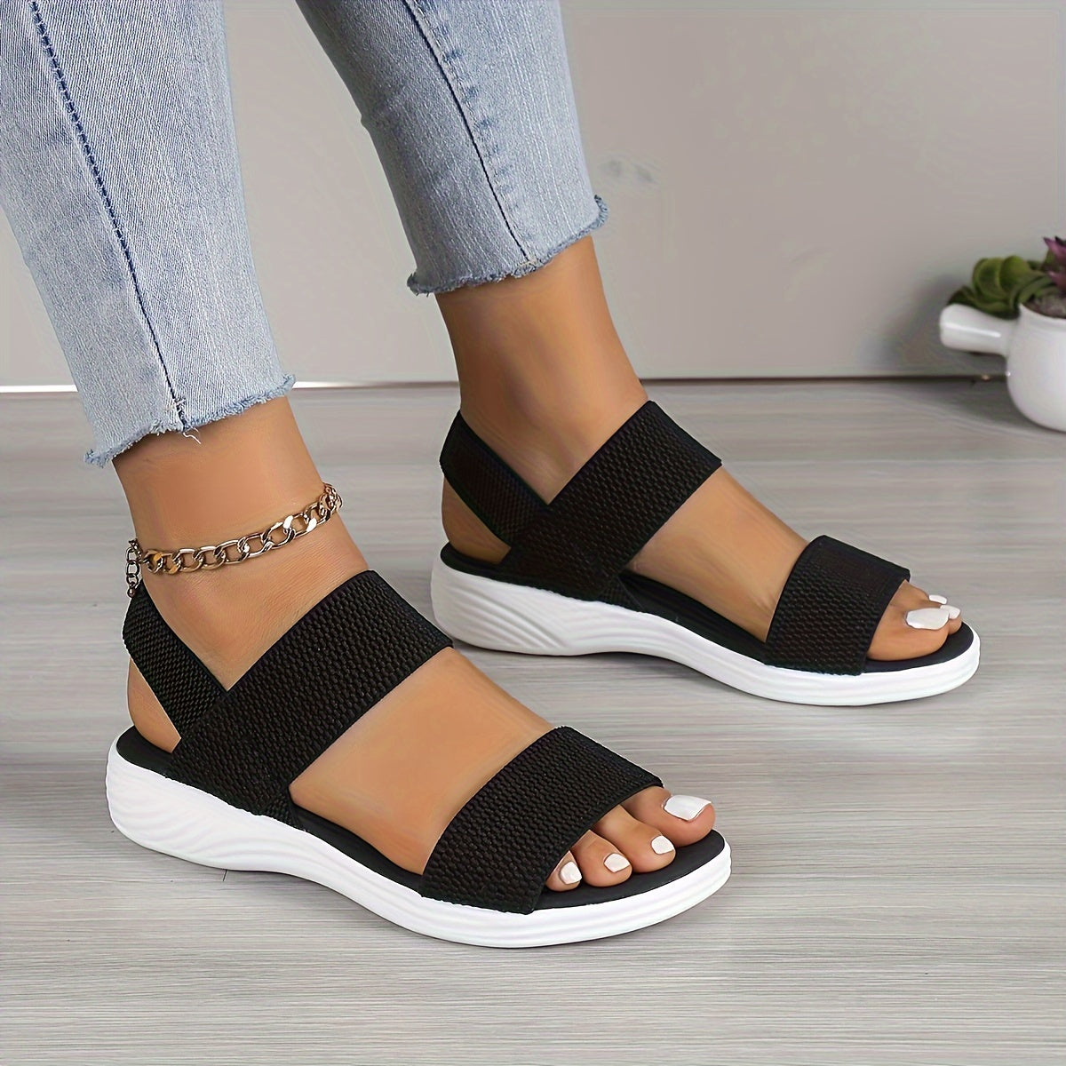 Women's Sandals with Adjustable Straps and Cushioned Footbed