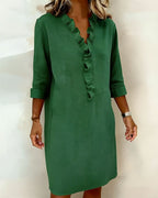 V-Neck Ruffled Dress