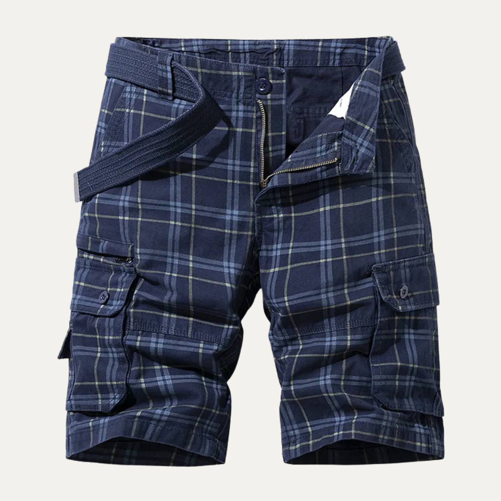 Glenn | Men's Multi Pocket Plaid Cargo Shorts