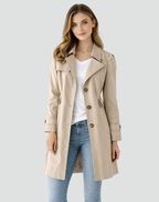 Women’s Tailored Trench Coat Classic Lapel Mid-Length Jacket