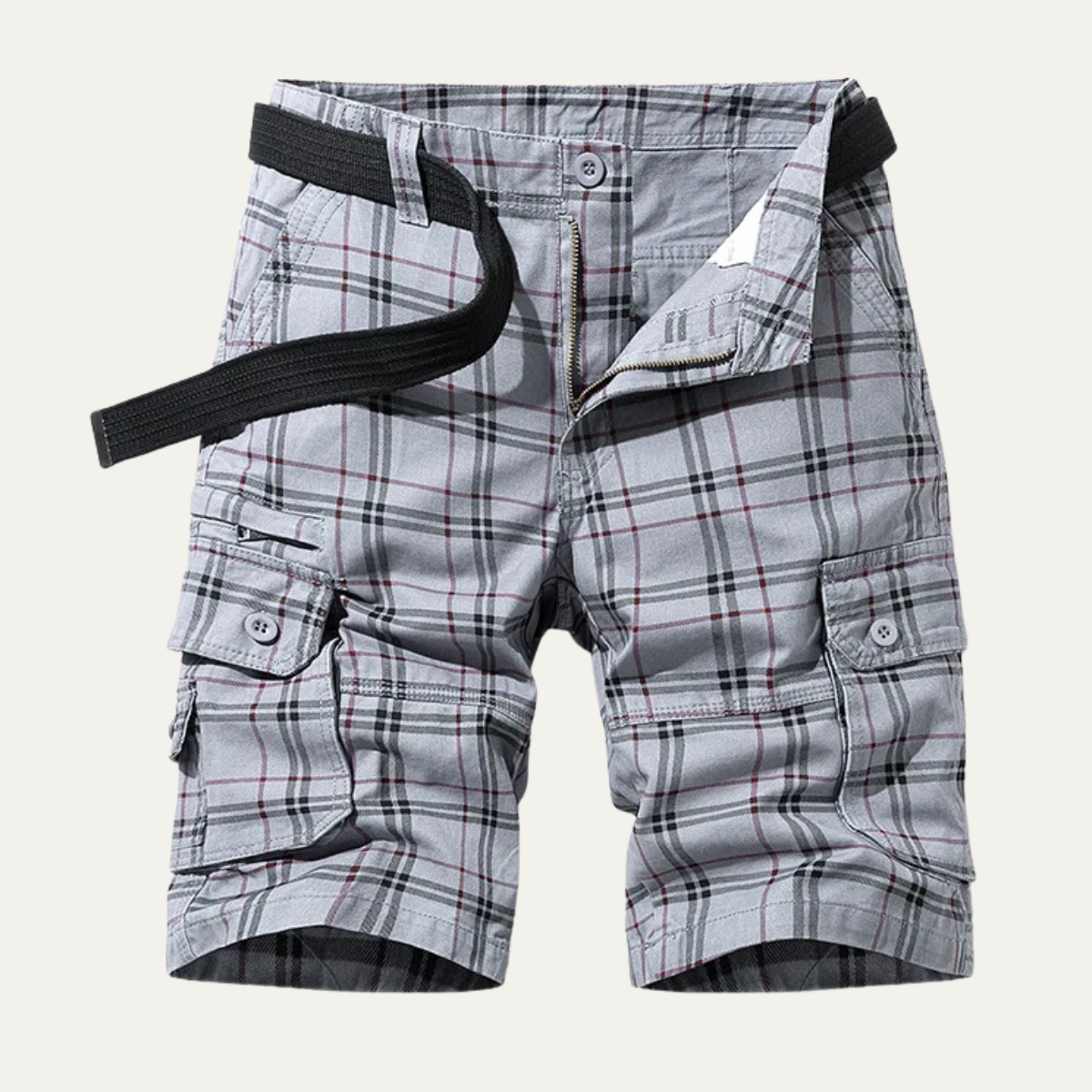 Glenn | Men's Multi Pocket Plaid Cargo Shorts