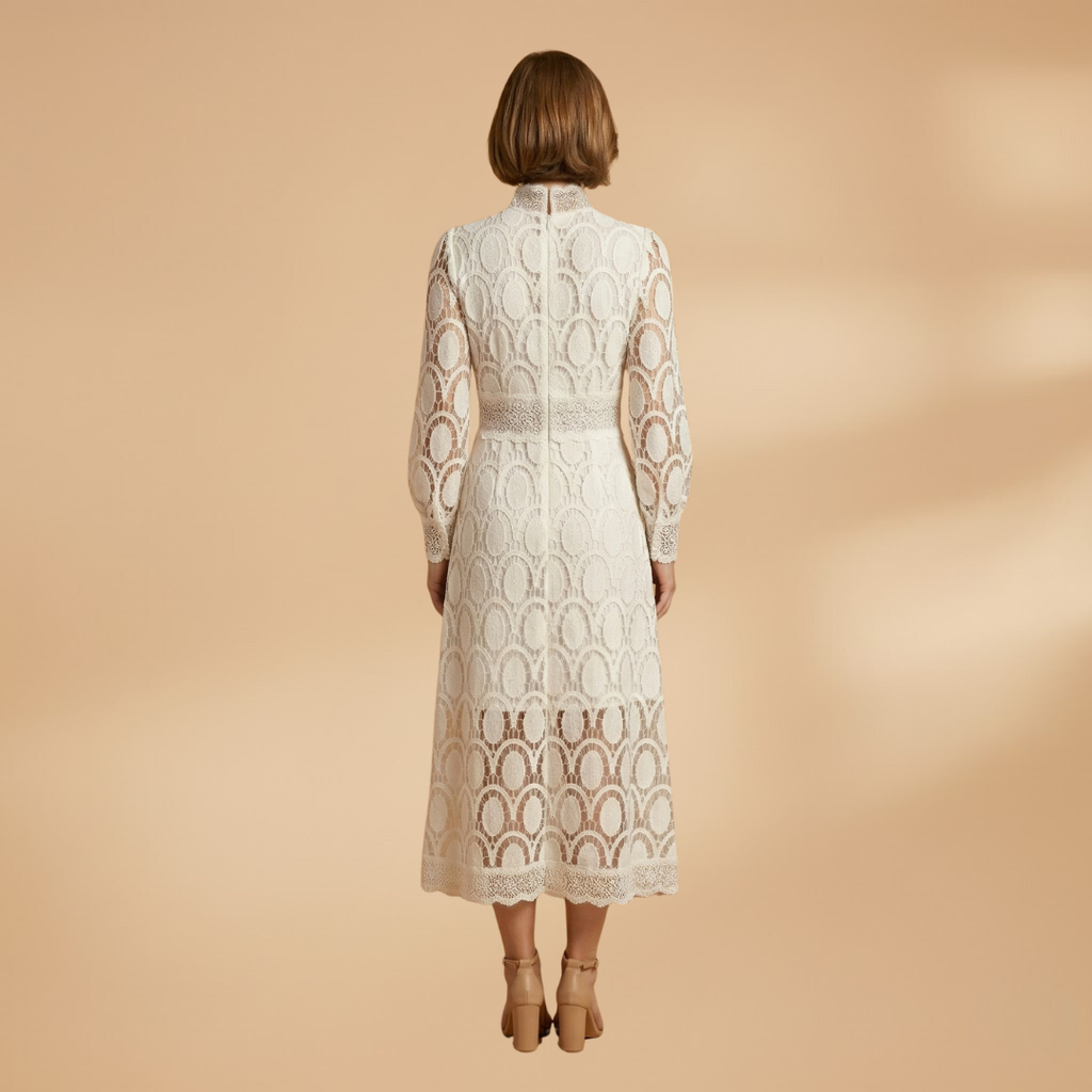 Women's Lace Midi Dress with Delicate Detailing and Tailored Fit