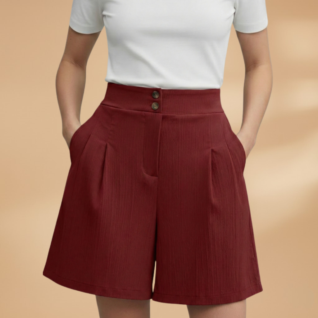 Women’s Fashion Shorts with Button Placket and Waistband