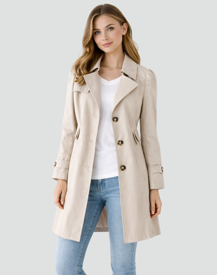 Women’s Tailored Trench Coat Classic Lapel Mid-Length Jacket