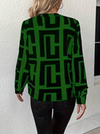 Tzipora - Elegant Long Sleeve Blouse With Geometric Print