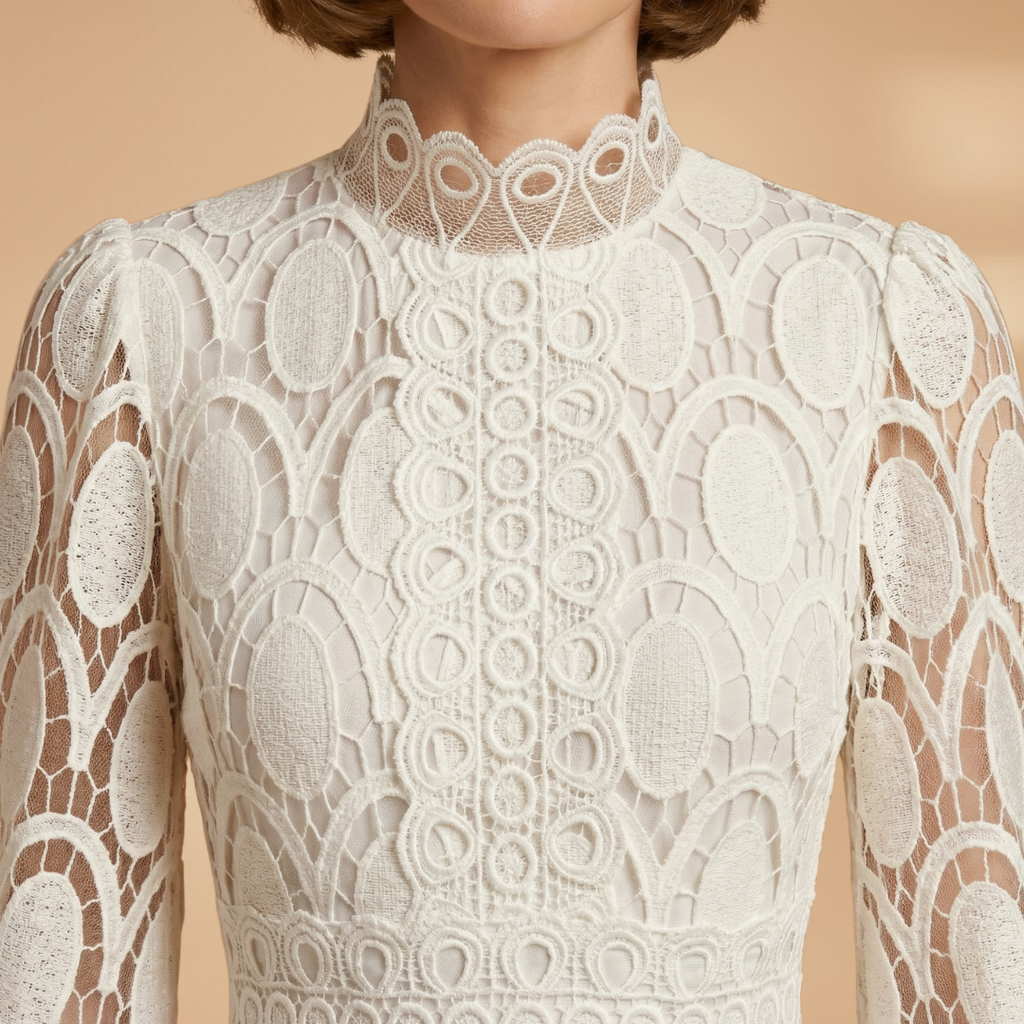 Women's Lace Midi Dress with Delicate Detailing and Tailored Fit