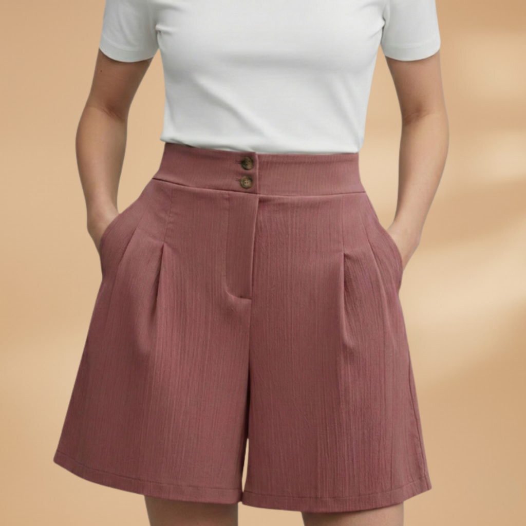 Women’s Fashion Shorts with Button Placket and Waistband