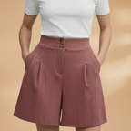 Women’s Fashion Shorts with Button Placket and Waistband