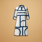 Women's Midi Dress with Short Sleeves and Flared Skirt