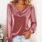 Meital - Swing Collar Paneled Long-Sleeved Top
