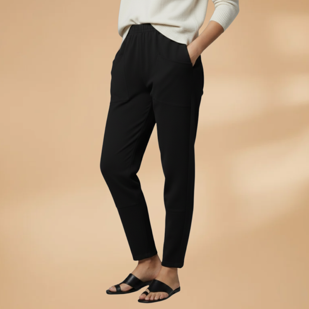 Women's Casual Pants with Elastic Waistband and Side Pockets