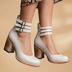 Women's Vintage Ankle Strap Sandal Heels with Comfortable Block Heel