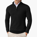 Men’s Quarter Zip Pullover Ribbed Hem Knit Top