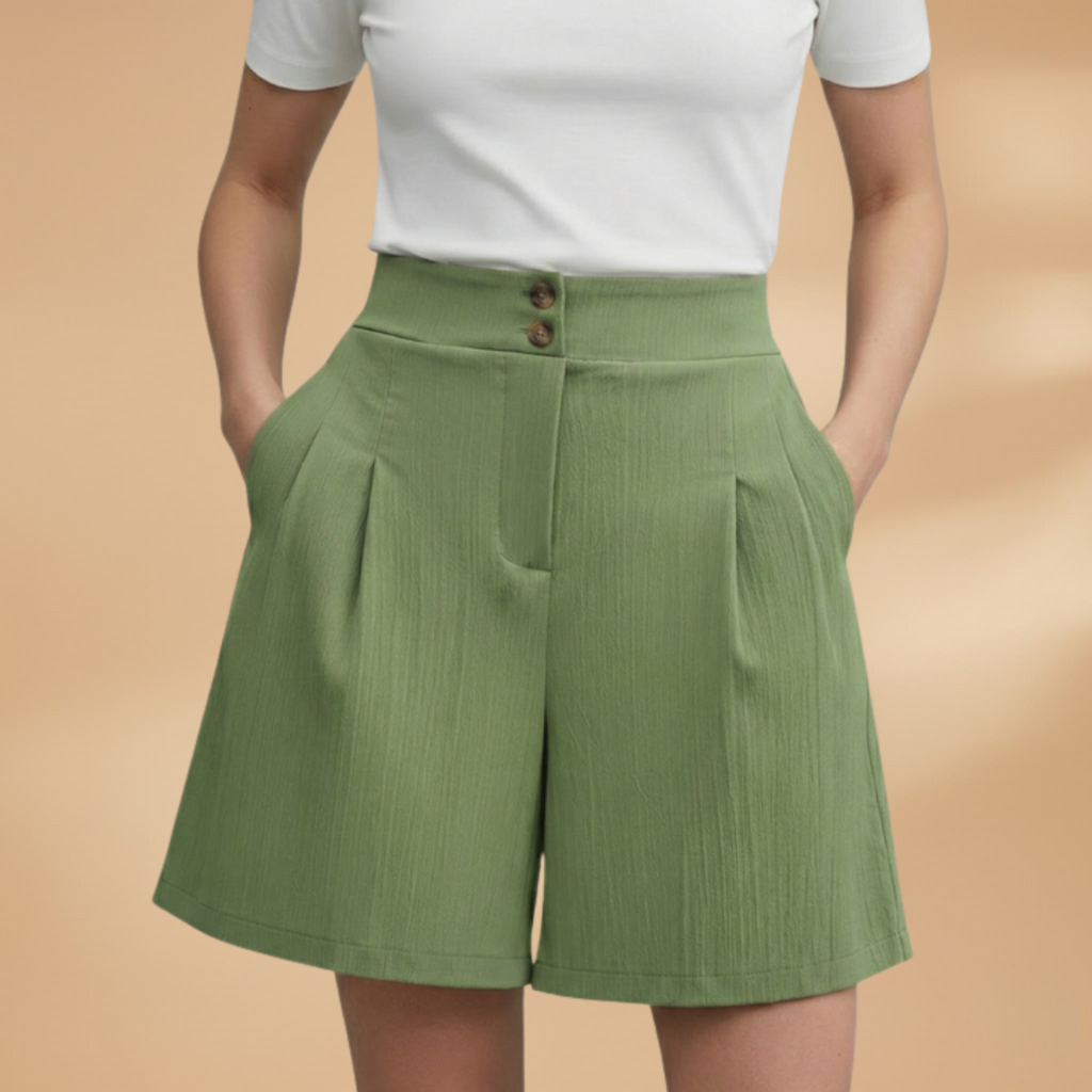 Women’s Fashion Shorts with Button Placket and Waistband