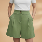 Women’s Fashion Shorts with Button Placket and Waistband