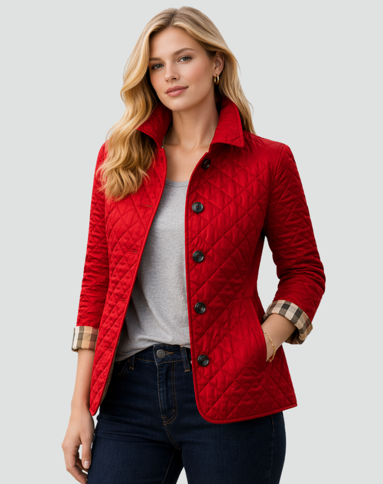 Women’s Quilted Mid-Season Jacket Button Front Lightweight Coat