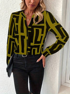 Tzipora - Elegant Long Sleeve Blouse With Geometric Print