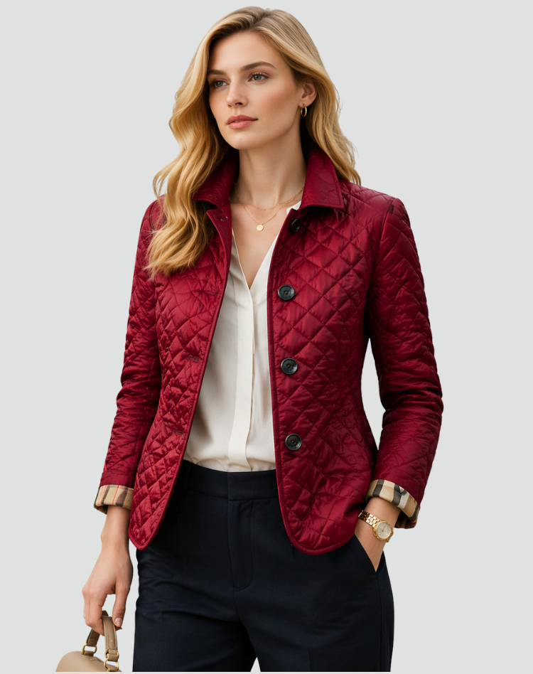 Women’s Quilted Mid-Season Jacket Button Front Lightweight Coat