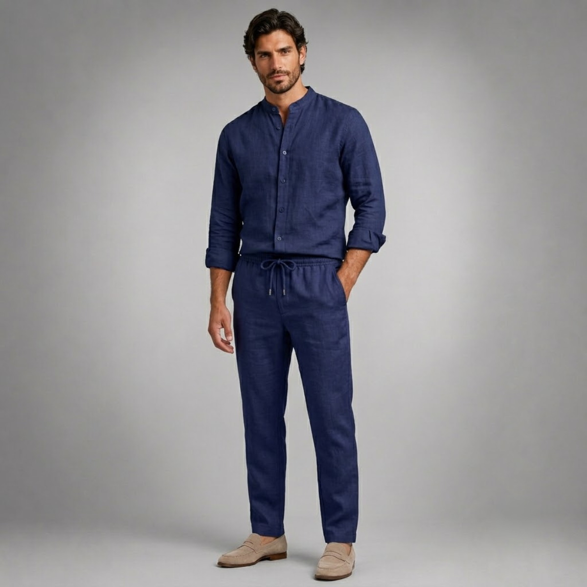 Gustav | Linen Blend Shirt and Trousers Two Piece Set